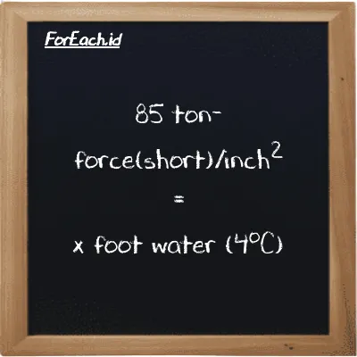 Example ton-force(short)/inch<sup>2</sup> to foot water (4<sup>o</sup>C) conversion (85 tf/in<sup>2</sup> to ftH2O)